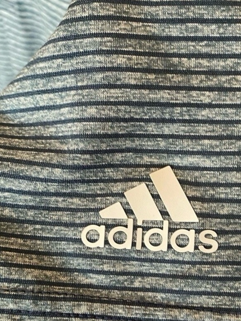 Adidas‎ Golf Polo XL Blue Gray Stripe Performance Shirt Mens Lightweight - Picture 5 of 8